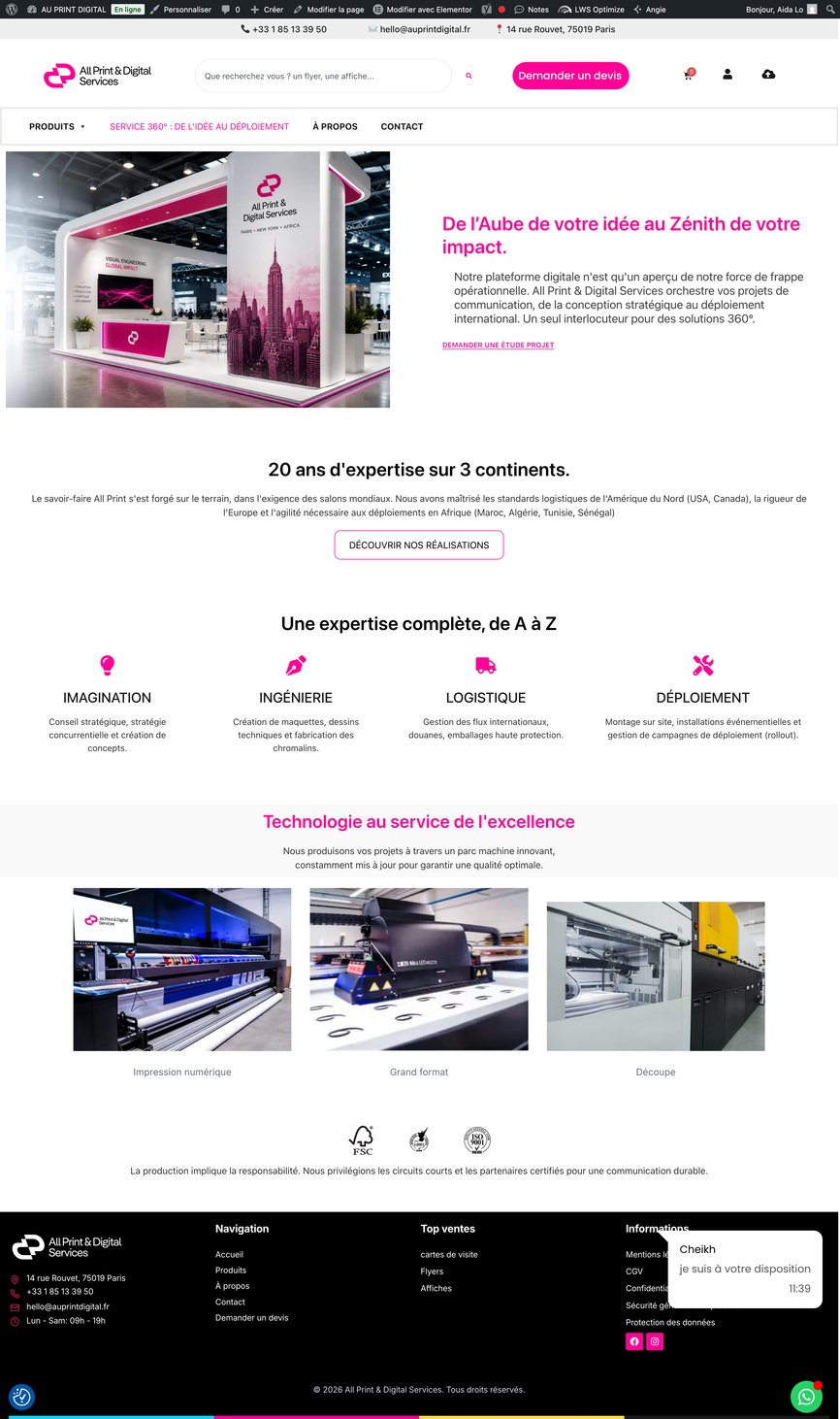 Page de présentation du service 360 Auprint Digital